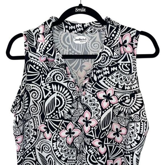 Southwind‎ Apparel Womens Tribal Collared Active Avalon Dress Black White Medium - Picture 2 of 8